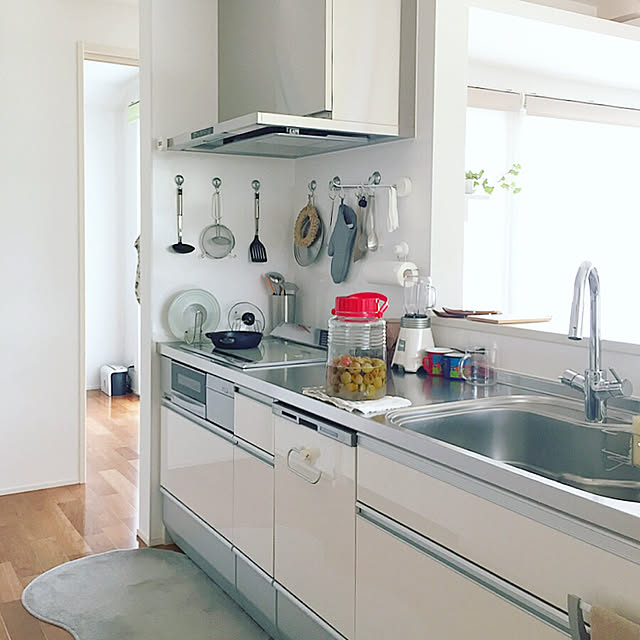 Kitchen,梅仕事2018,梅仕事,キッチンカウンター,ハンドメイド,観葉植物のある暮らし,ホテルライク,ホワイトインテリア,DIY,ほっとする空間,花のある暮らし,シンプルモダン,北欧,ナチュラル,生け花,平屋,リビングダイニング,雑貨,ブルックリンスタイル,和室,ボタニカルライフ,クリナップ,クリンレディ,キッチン sakko_sumaiの部屋