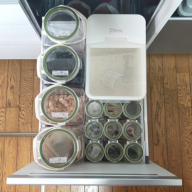Kitchen,保存容器,フレッシュロック,麦茶パック入れ,お茶パック収納,乾物収納,米びつ,ニトリ,シンデレラフィット mash-room.aeの部屋