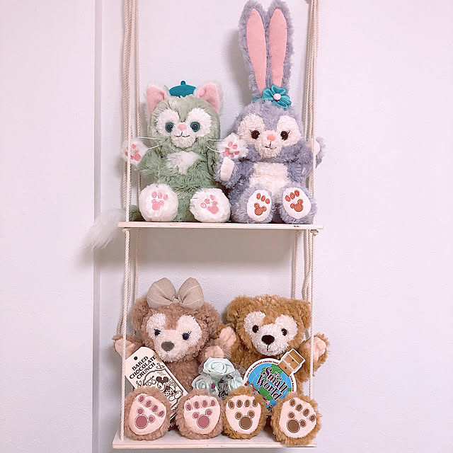 コレ、DIYしたよ！,ぬいぐるみ,100均,DIY,一人暮らし,ディスプレイ,ぬいぐるみ収納,disney,ぬいぐるみディスプレイ,Duffy and Friends,On Walls,簡単DIY,家族,ブランコ DIY,ぬいぐるみブランコ,ブランコ sa-yaの部屋