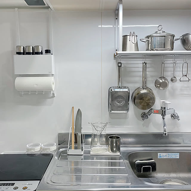 Kitchen,賃貸暮らし,ミニマリスト,無印良品,ナチュラル,IKEA,一人暮らし,モノトーン,ホワイトインテリア,大学生,ヘンケルス,賃貸でも楽しく♪,コーヒーのある暮らし,マイヤーフライパン torinoko1109の部屋