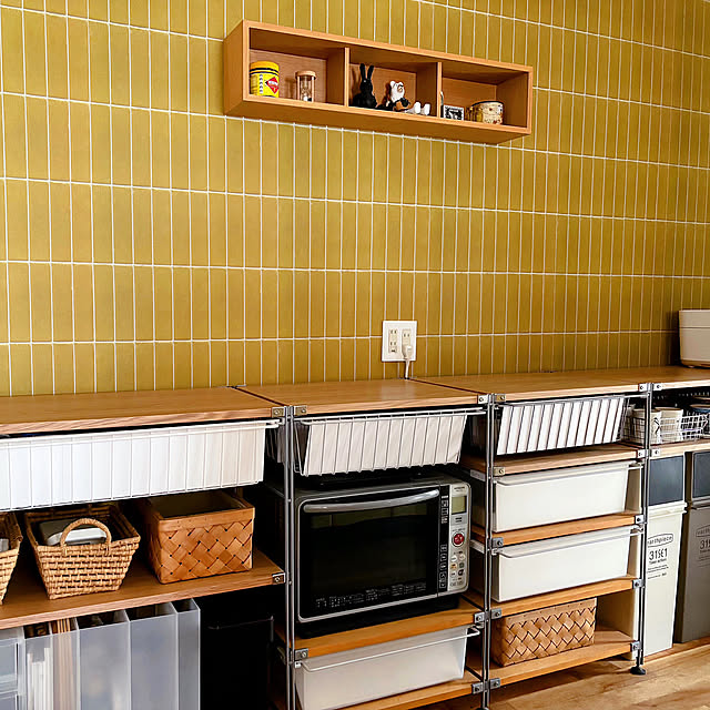 Kitchen,無印良品 ユニットシェルフ,食器棚収納,食器棚,食器収納,中古住宅,中古住宅リフォーム,無印良品,オープンラック,ディスプレイ棚,キッチン背面 timtamの部屋