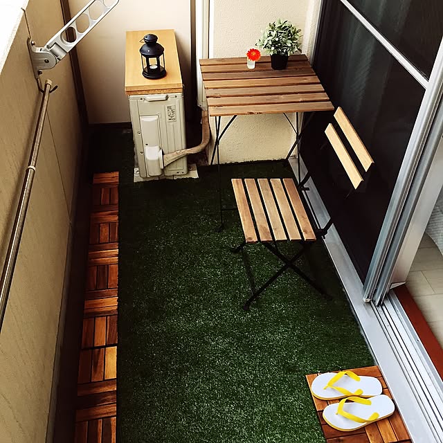 ベランダ改造計画,ウッドタイル,人工芝,IKEA,一人暮らし magacchoの部屋