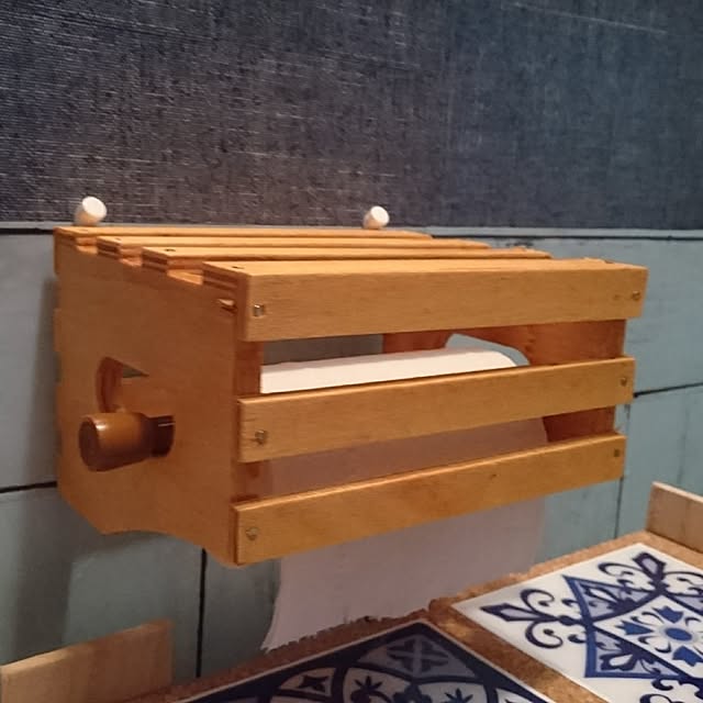 Bathroom,セリア木箱,突っ張り棒 masaeの部屋