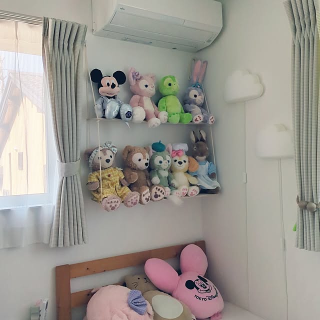 On Walls,DIY,ぬいぐるみ収納,ぬいぐるみブランコ,ぬいぐるみディスプレイ,子供部屋,子供部屋女の子,DIY好き,建売だけどオシャレハウスを目指します！,いつもいいねありがとうございます♡,ホームセンターの板 HELLO751の部屋