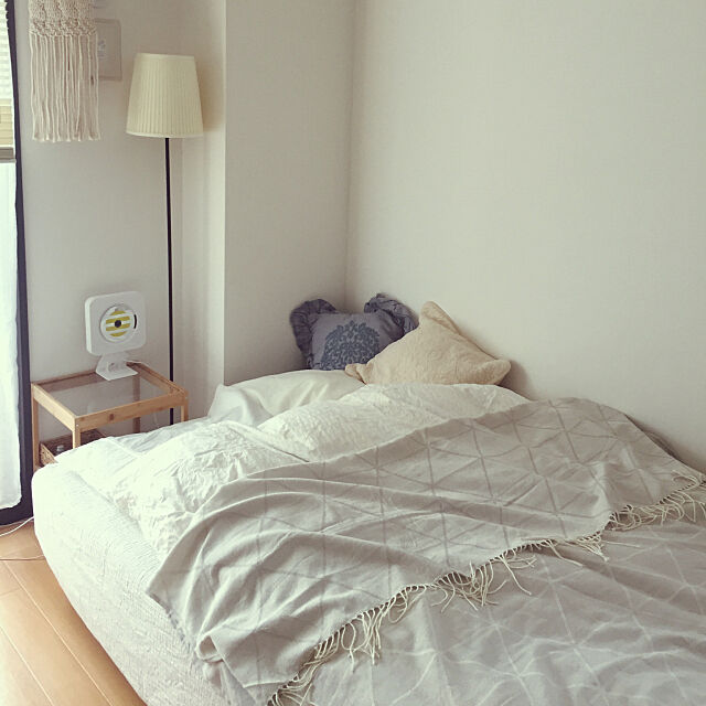 Bedroom,セミダブルベッド,塩系インテリアに憧れる,一人暮らし,1K 1人暮らし,IKEA kunaの部屋
