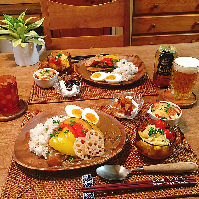 Kitchen,アカシアプレート,無印良品のランチョンマット,カレー,おうちごはん。,インテリアじゃなくてすみません,見てくださってありがとうございます,いいねと、フォローの押し逃げすみません！,いいね、フォロー本当に感謝デス☺︎,RCの出会いに感謝♡,返信滞っております(T^T)スミマセン,返信ないままでごめんなさい,RC山口♡,うつわ好き❤︎,お酒大好き♡,エビスビール,築40年以上,17年前に二世帯住宅にリフォーム,二世帯住宅の二階 yrisの部屋