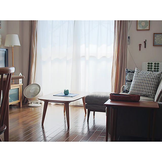 My Desk,リビングテーブル,marimekko,マリメッコ,サーキュレーター,扇風機,無印良品,シンプル,賃貸,賃貸マンション,賃貸インテリア,シンプルインテリア,北欧雑貨,北欧インテリア,フロアライト,バーズワーズ meemeeの部屋