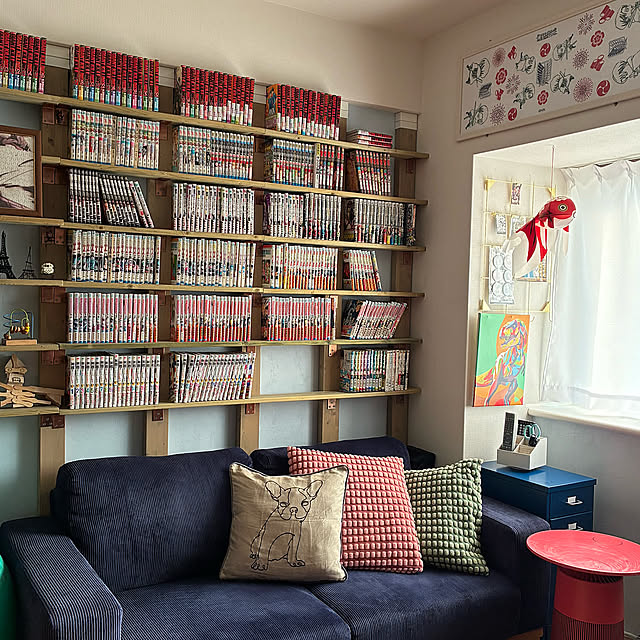 My Shelf,本棚,遊び室,夏,DIY,ラブリコ棚,DIY本棚,DIY棚,ラブリコ棚DIY,趣味部屋,漫画部屋,パソコン部屋,ゲーム部屋,IKEA,ニトリ,グッデイ,ナフコ,マンション,ゆるりラブな会,コメントお気遣いなく koshiregutyoの部屋