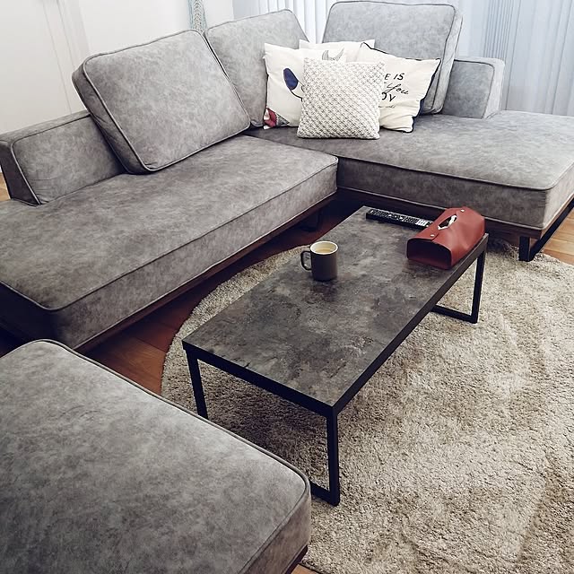Lounge,ソファ,ナチュラル,平屋暮らし,カフェ風,新築平屋,新生活,白い家,花ブロック好き,グレー好き,おきにいり♡,写真①～③,リビングソファ kkkの部屋