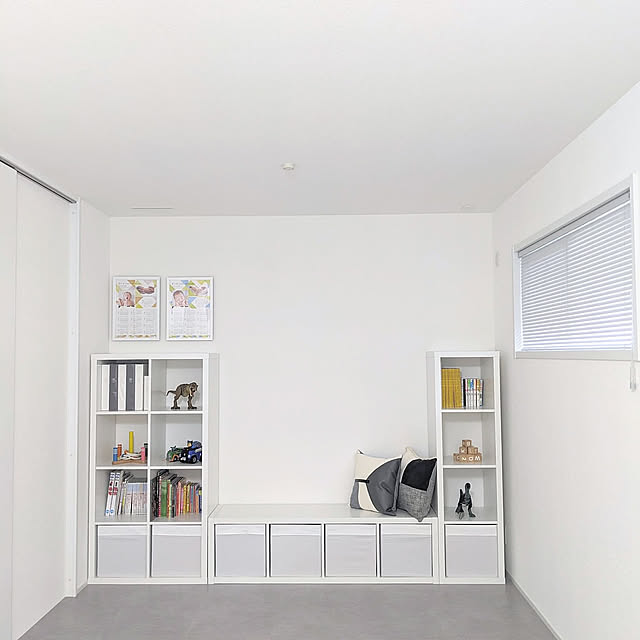 My Shelf,好きな風景,シンプルモダン,ホワイトインテリア,IKEA,KALLAX,おもちゃ収納,キッズルーム,プレイルーム,絵本収納 cenの部屋