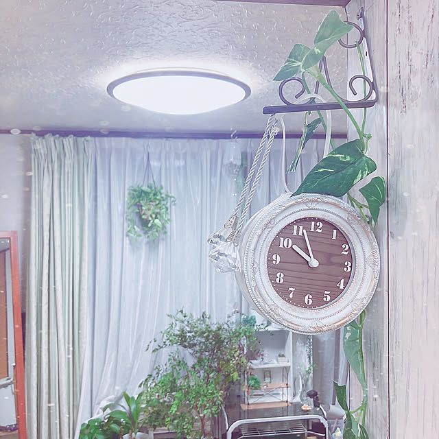 時計リメイク,フェイクグリーン,seriaリメイク,時計,癒し,みていただきありがとうございます❤️,Lounge shoの部屋