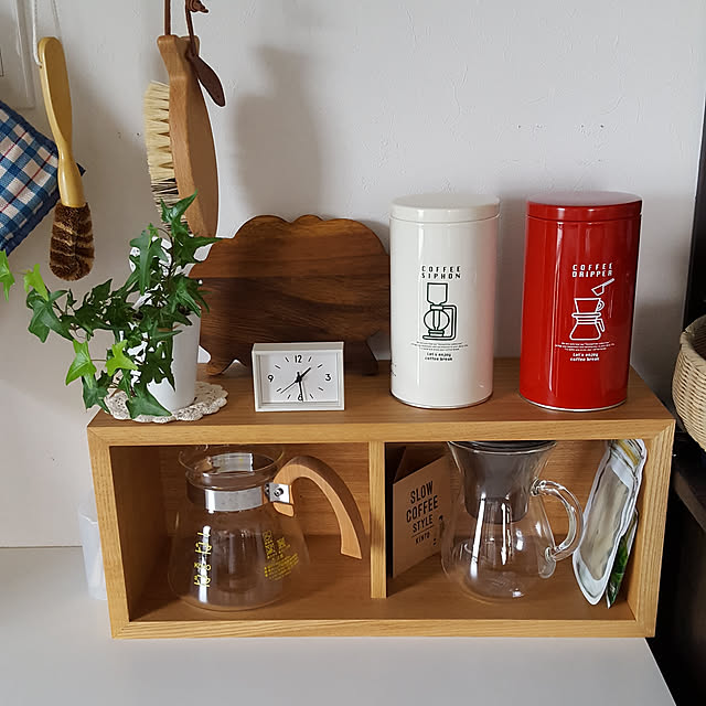 My Shelf,無印良品,KINTO,コーヒー好き,丁寧な暮らしを目指して,ハンドドリップ派,時々デロンギ,ベジタブルブラシ,珈琲缶 konatuの部屋