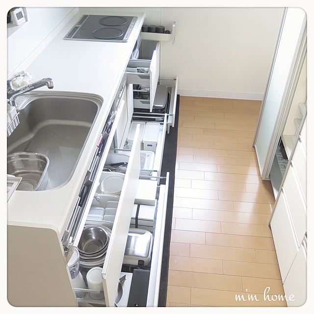 Kitchen,引き出し収納,インスタやってます！,収納,モノトーン,マイホーム,断捨離,白黒マニア,Instagram→m_m_home,美収納,白黒,100均,ダイソー,seria m_m_homeの部屋