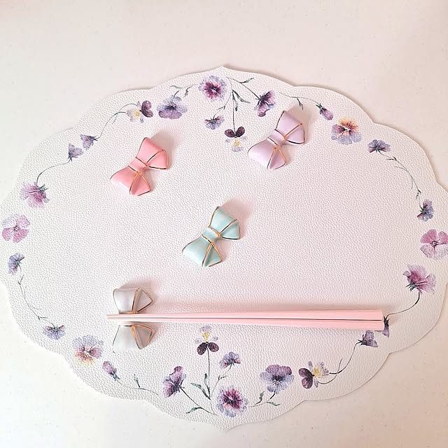 My Desk,Francfranc,かわいい,パステルカラー,リボンモチーフ,暮らしを楽しむ,お箸置き♡,デコホームランチョンマット chinaminの部屋