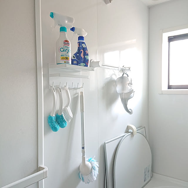 Bathroom,掃除道具収納,RoomClipショッピング,towerシリーズ,マグネット,多機能ラック,スプレー収納,お風呂ブラシ,バスボンくん,上履き用ブラシ pandaの部屋