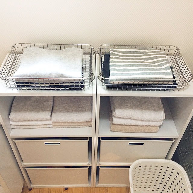 Bathroom,ニトリカラーBOX,ニトリ,無印良品ステンレスバスケット,無印良品,●●の置き場所,10000人の暮らし,パジャマ置き場,RCの出会いに感謝です(*´꒳`*),2人暮らし,収納,小さい平屋,田舎暮らし makoteriの部屋