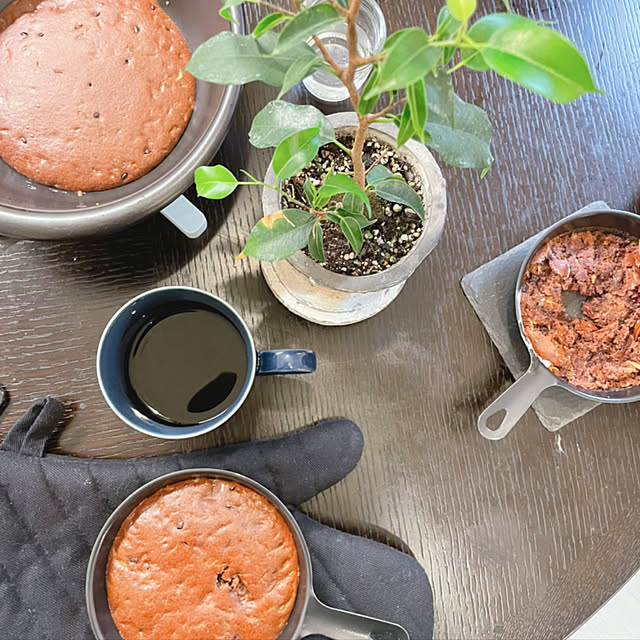 ルントオム,ホットケーキミックス,グリーンのある暮らし,おうちカフェ,コーヒータイム,スキレット,ベンジャミン,candehouse,Kitchen vonvonkeyの部屋