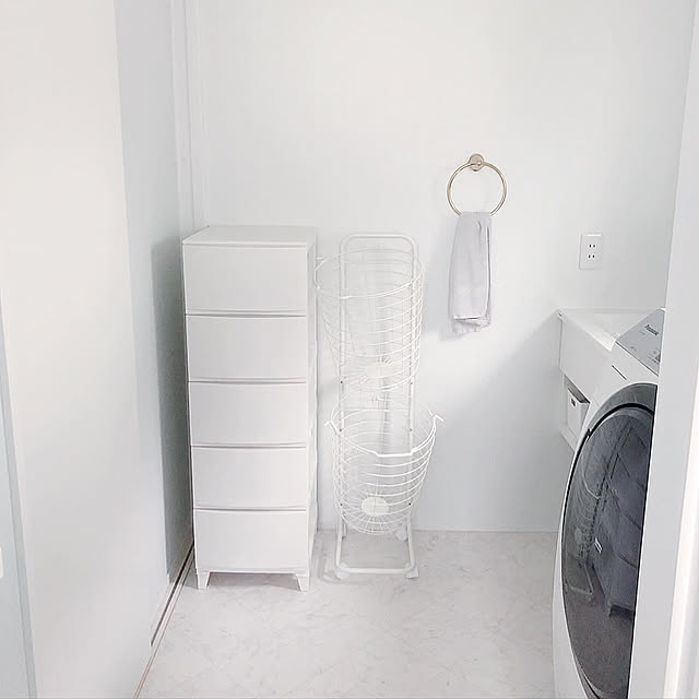 ランドリーバスケット,洗面所インテリア,洗面所収納,パジャマ置き場,ルームス,くらしのeショップモニター,シンプルライフ,ミニマリスト,シンプリスト,すっきり暮らす,シンプルインテリア,ミニマルライフ,山善,山善収納部,山善アンバサダー,Bathroom chamihomeの部屋