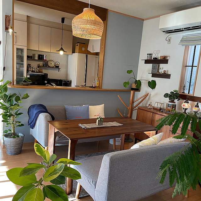 Lounge,観葉植物のある暮らし,リビングが広く見える,ダイニングソファ,ダイニングセット,おうちcafe,hyggeな暮らし,北欧インテリア,BuonaVita taka17cafeの部屋