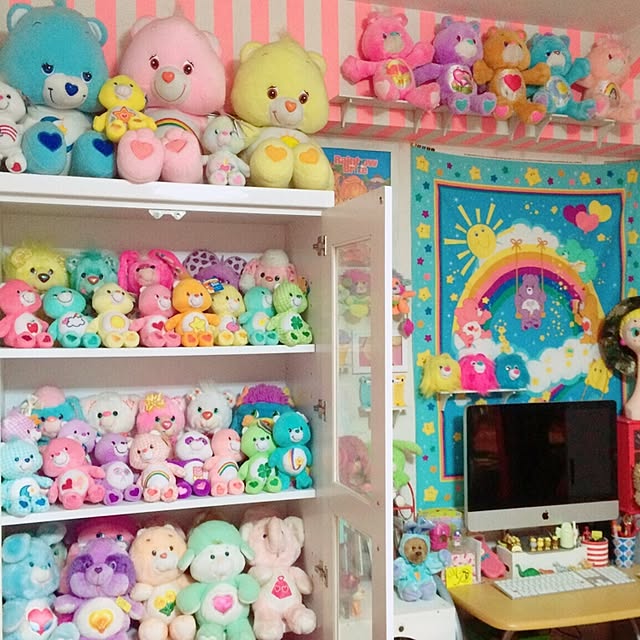 Overview,ケアベア,おもちゃ,カラフル,toys,くま,コレクション,アメキャラ,TOY,ごちゃごちゃ,CareBears,ぬいぐるみ,マステ,ファンシー,雑貨,iMac chiaaの部屋