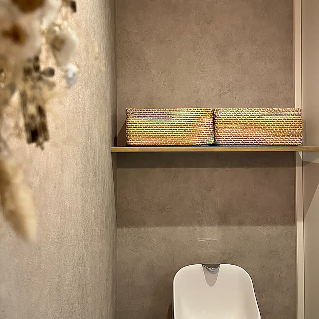 タンクありトイレ,ドライフラワー,ラタンバスケット,無印良品,Bathroom,LV3225,ブラケットライト take_nokoの部屋