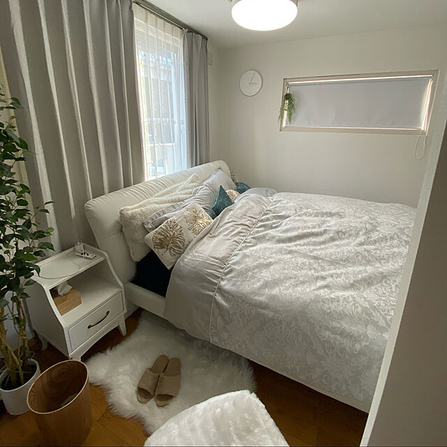Bedroom,ベッドフレーム,ベッドルーム,Francfranc,ニトリ,ホワイトインテリア halupiiigの部屋