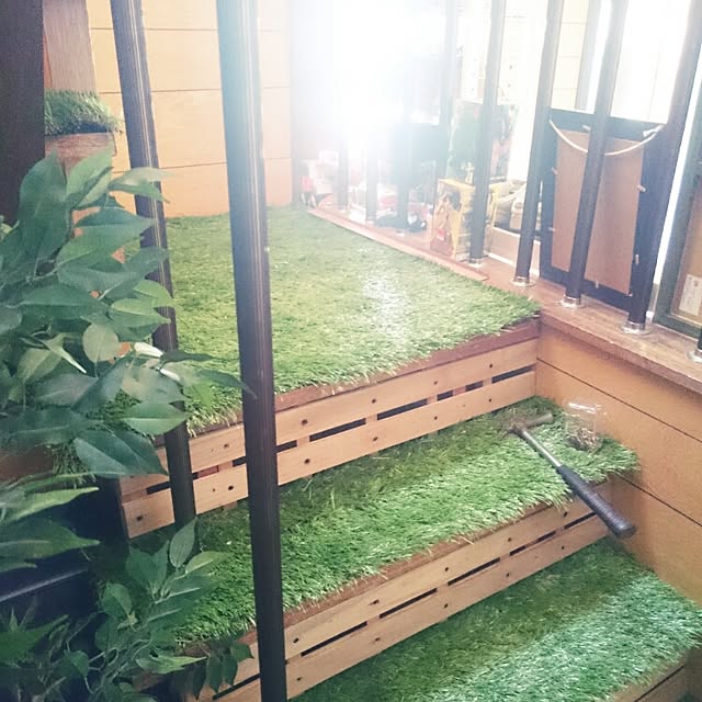 Entrance,階段,すのこリメイク,人工芝,DIY Harukaの部屋