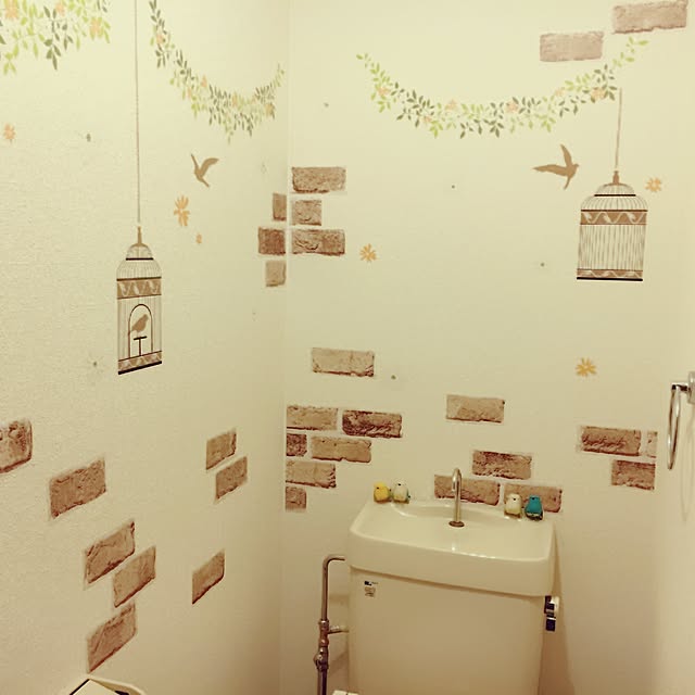 Bathroom,ウォールステッカー,リメイクシート レンガ,セリア,ナチュラル,100均 torikoの部屋