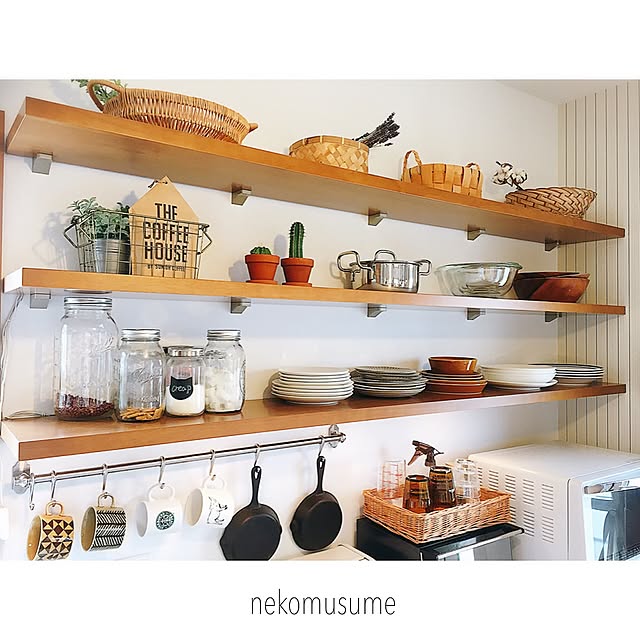 Kitchen,ニトスキ,見せる収納,キッチン背面棚,秋色,ニトリ皿,ニトリの食器,こどもと暮らす。,ニトリ nekomusumeの部屋