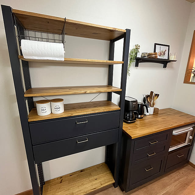 Kitchen,シェルフユニット,DIY,IKEAの棚,賃貸でも楽しく♪ marieの部屋