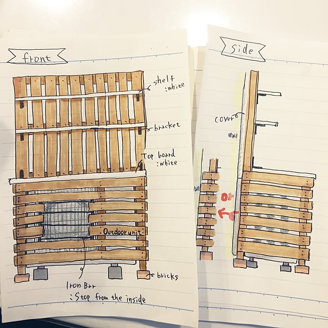 Entrance,室外機カバー,イラストですが(笑),デザイン案,DIY,室外機カバー製作中,室外機カバーDIY Ringo8chの部屋