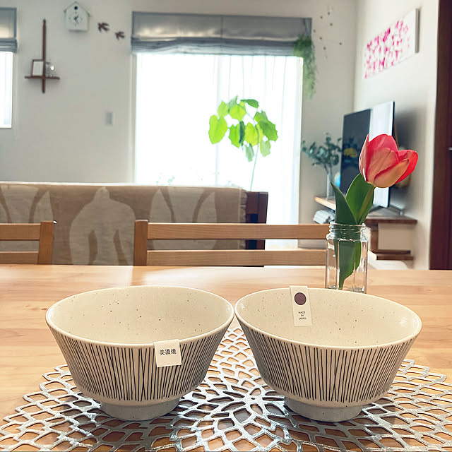お庭のチューリップ,チューリップ,どんぶり,美濃焼,3COINS,RCの出会いに感謝♡,平凡な毎日に感謝◡̈♥︎,お花のある暮らし,見てくださって感謝です♡,グリーンのある暮らし,こどもと暮らす,NO RC NO LIFE☻*,新生活,Kitchen ha_ru76の部屋