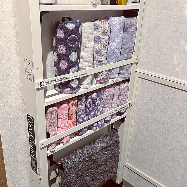 Bathroom,1×4材,2×4材,ディアウォール,タオル収納,DIY,リフォーム,マイホーム,分譲マンション,自作シール,自分好みのお家作り,収納,便利グッズ K.HOUSEの部屋