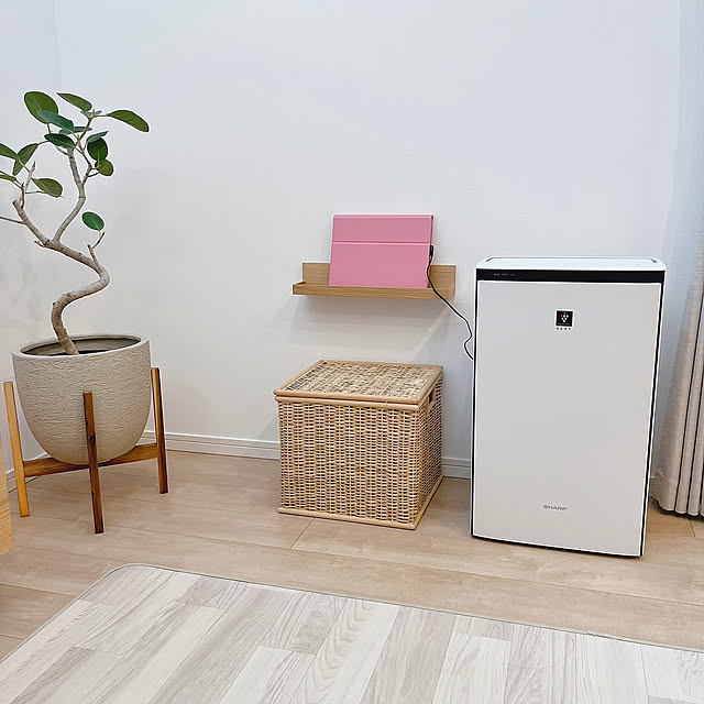 加湿空気清浄機,こどもちゃれんじ,タブレット置き場,建売住宅,ダニア,子どもと暮らす,すっきり暮らす,観葉植物,観葉植物のある暮らし,ナチュラル,ニトリ,シンプル,テレビボード,木目調,カンパーニュ,100均,ダイソー,Lounge erikaの部屋