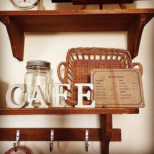 My Shelf,ドリンクメニュー,セリア,ナチュラルキッチン,ナチュラル,おうちカフェ,ナチュラルインテリア hivikiの部屋