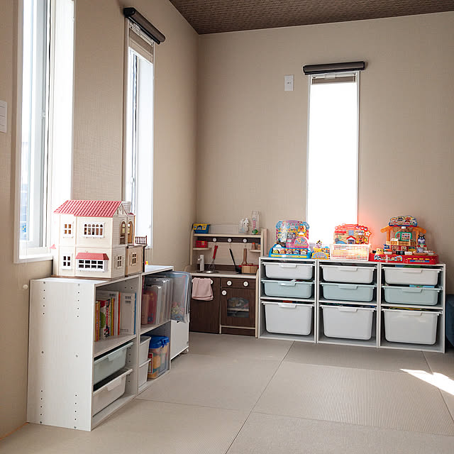 カラボ,畳,シルバニアファミリー,ままごとキッチン,アンパンマンのおもちゃ,ニトリ,子供部屋,おもちゃ部屋,和室,Overview,こどものいる暮らし,キッズスペース,おもちゃ収納 megの部屋