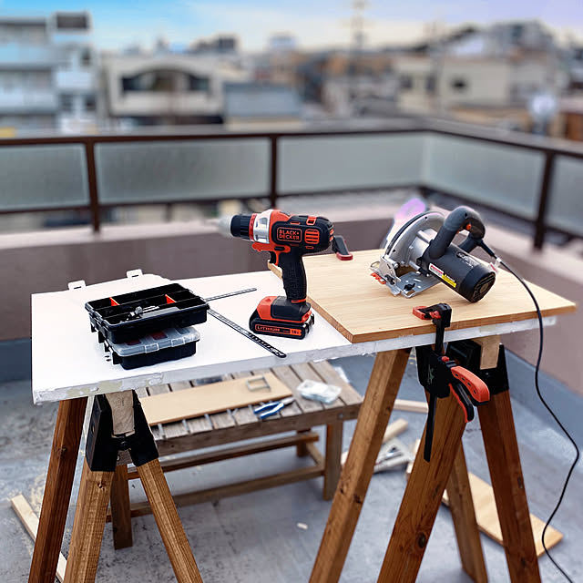 BLACK＆DECKER,ソーホースブラケット,2×4材,端材 DIY,ブラックアンドデッカー,BRIWAX,My Desk achiroomの部屋