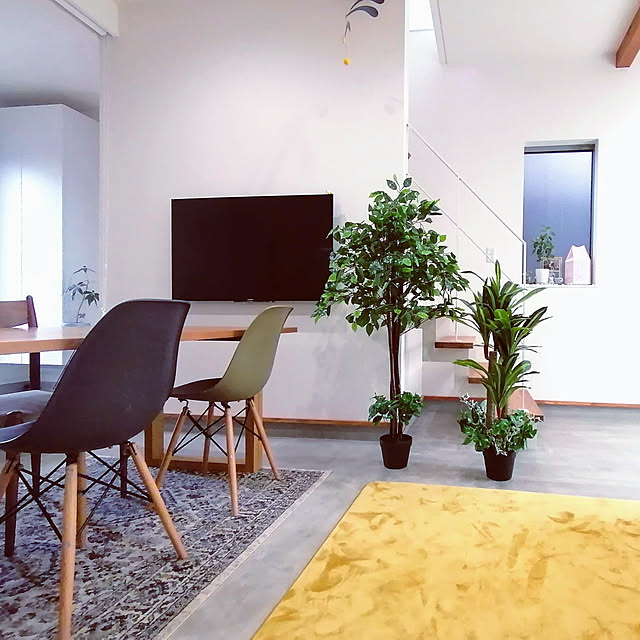 Lounge,インテリア,フェイクグリーン,グリーンのある暮らし,ライブイット,ラグ,シンプル,土間,土間リビング J.U.N.の部屋