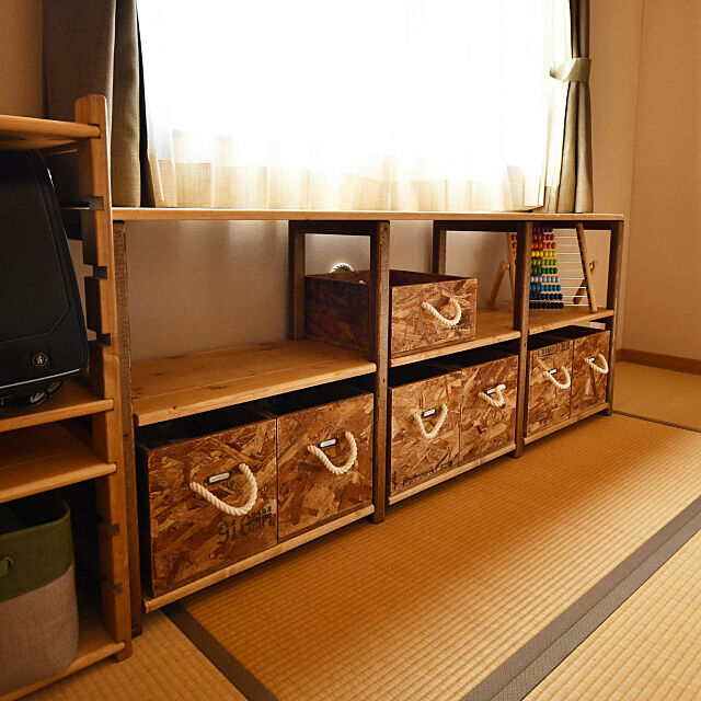 My Shelf,子供用,ワトコオイル,収納BOX,OSB合板,収納ボックス,DIY,和室,おもちゃ箱 carbonaraの部屋