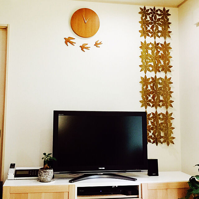 Lounge,テレビボード,ニトリ,カフェ風,ニトリの時計,時計,植物 aki_pekoの部屋