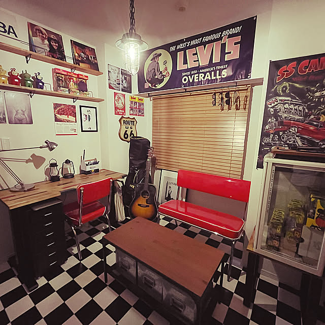 Overview,base,基地,ベース,アメリカ,東リ クッションフロア,アメリカンダイナー風,IKEA,雑貨,DIY,アメリカン雑貨,作業部屋,ヴィンテージ,趣味部屋,アメリカンヴィンテージ,テーブルdiy,バンブーブラインド,ニチベイ,男前,スターウォーズ ygood361の部屋