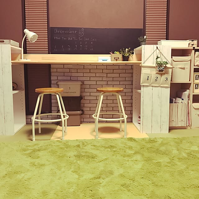 My Desk,黒板シート,リメイクシート,ニトリ照明,ダイソー♡,勉強スペース,カラーボックス DIY,3Coins,セリア,学習机DIY kuraの部屋