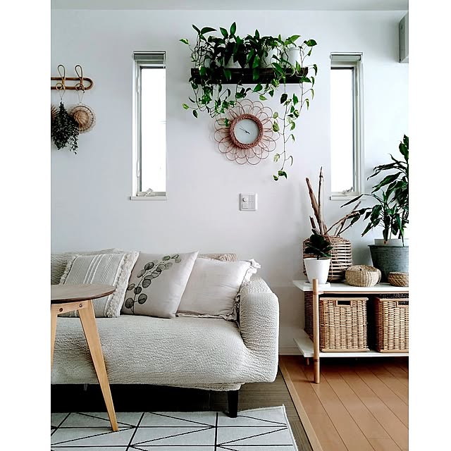 On Walls,時計,建売,建売住宅,ミックスインテリア,植物のある暮らし,ボタニカルインテリア,コメントお気遣いなく♡,かご,ナチュラルインテリア,自然素材,ラタン,ホワイトインテリア kodaminの部屋