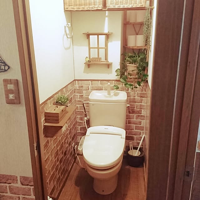 Bathroom,ナチュラル,レンガシート,リメイクシート,賃貸トイレ Akipoohの部屋