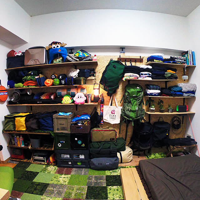 DIY,男前,Overview,収納DIY,収納アイデア,部屋キャンプ,アウトドア,狭い部屋,キャンプ,ナチュラル,家キャンプ,OSB合板 asu_campの部屋