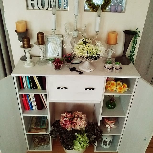 My Shelf,DIY,マントルピースをDIY,せりあ♡,IKEA,キャンドルスタンド,あじさい,フレンチシック,フレンチインテリア,フレンチカントリー,実用性もバッチリ♡,海外インテリアに憧れる,アルファベットオブジェ erikamama.の部屋