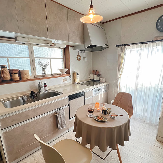 夏の模様替え,Kitchen,壁紙屋本舗さん,リメイクシート,キッチン扉リメイク,夏 rookuの部屋