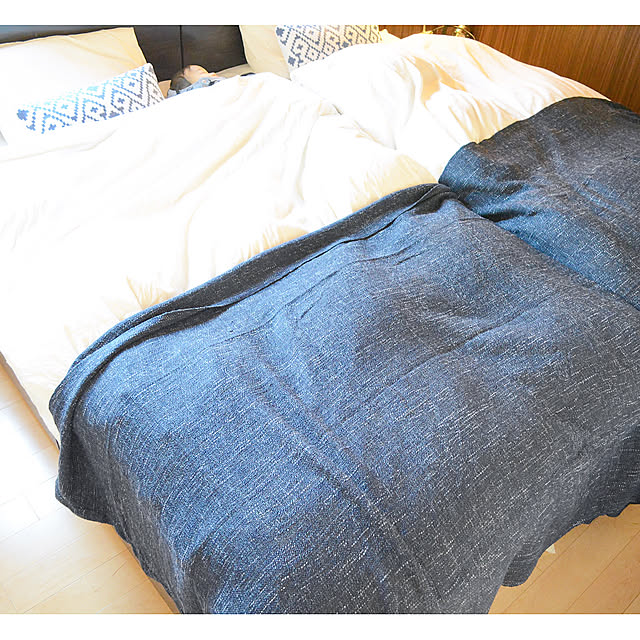 Bedroom,ベッドルーム,ベッドカバー,ベッド,寝室,GURLI,新入り,IKEA,インテリア初心者,好きな色,次男お昼寝中,ホテルライク,ひざ掛け,ブランケット,グリーンのある暮らし Suの部屋