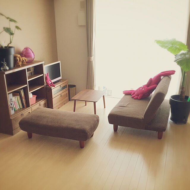 Lounge,モンステラちゃん❤️,くわずいもちゃん♥,ニトリ,ニトリのソファーベッド,ニトリの机,北欧,観葉植物,雑貨,カフェ風 Chimoko0307の部屋