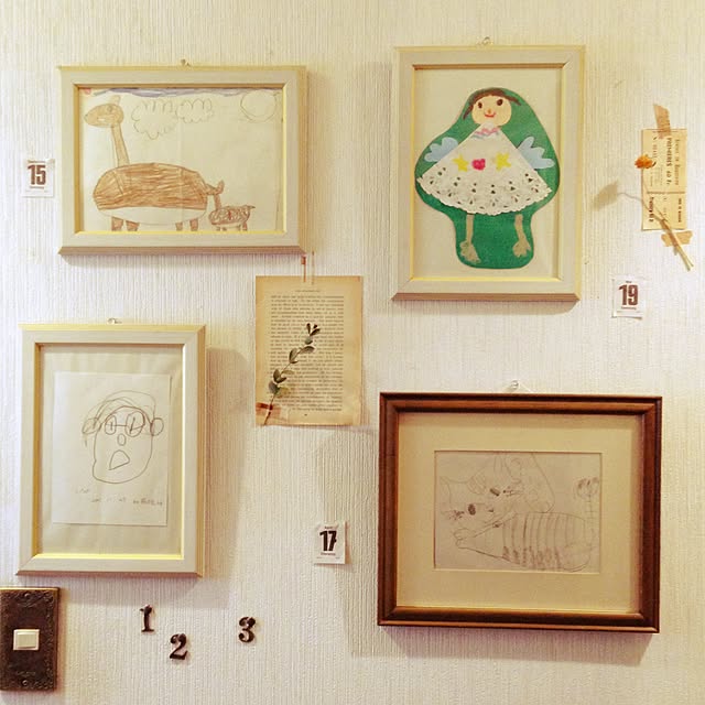 On Walls,ドライフラワー,フレーム,子どもの絵,アンティークペーパー,紙物,アンティークチケット mi_moの部屋